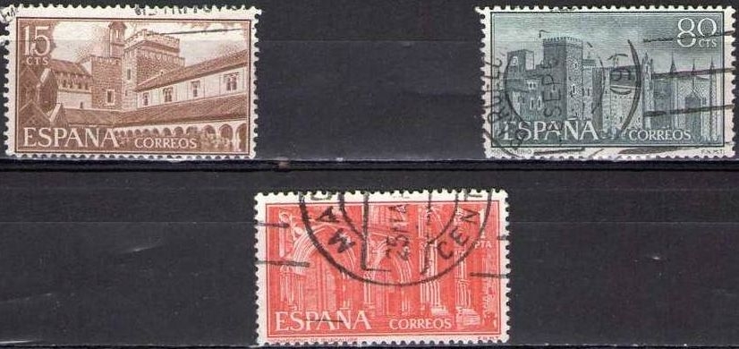 z vendido España 1959 1250/2 Sellos º Monasterio Ntra. Sra. Guadalupe Completa Claustro Vista General y Fachada Timbre Espagne Spain Spagna